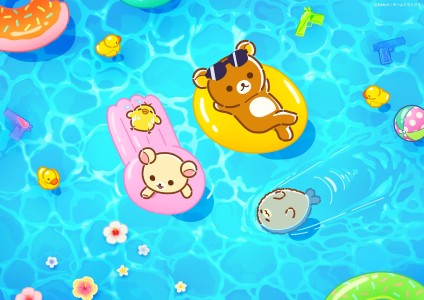Summer Refreshment: New Illustration by Production I.G Shows Rilakkuma and Friends by the Pool